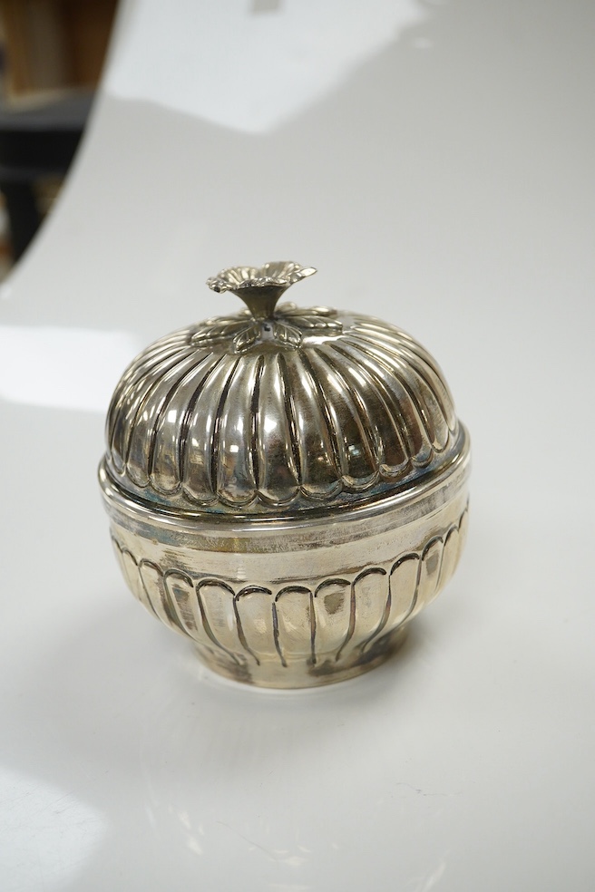 A group of assorted Indian and other foreign white metal wares including a tobacco box. Condition - fair to good.